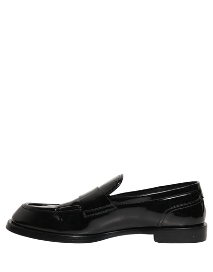 Dolce & Gabbana Black Leather Formal Men Dress Loafers Shoes