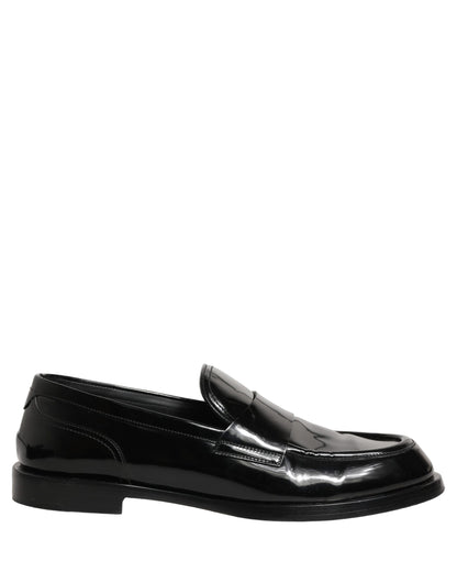 Dolce & Gabbana Black Leather Formal Men Dress Loafers Shoes