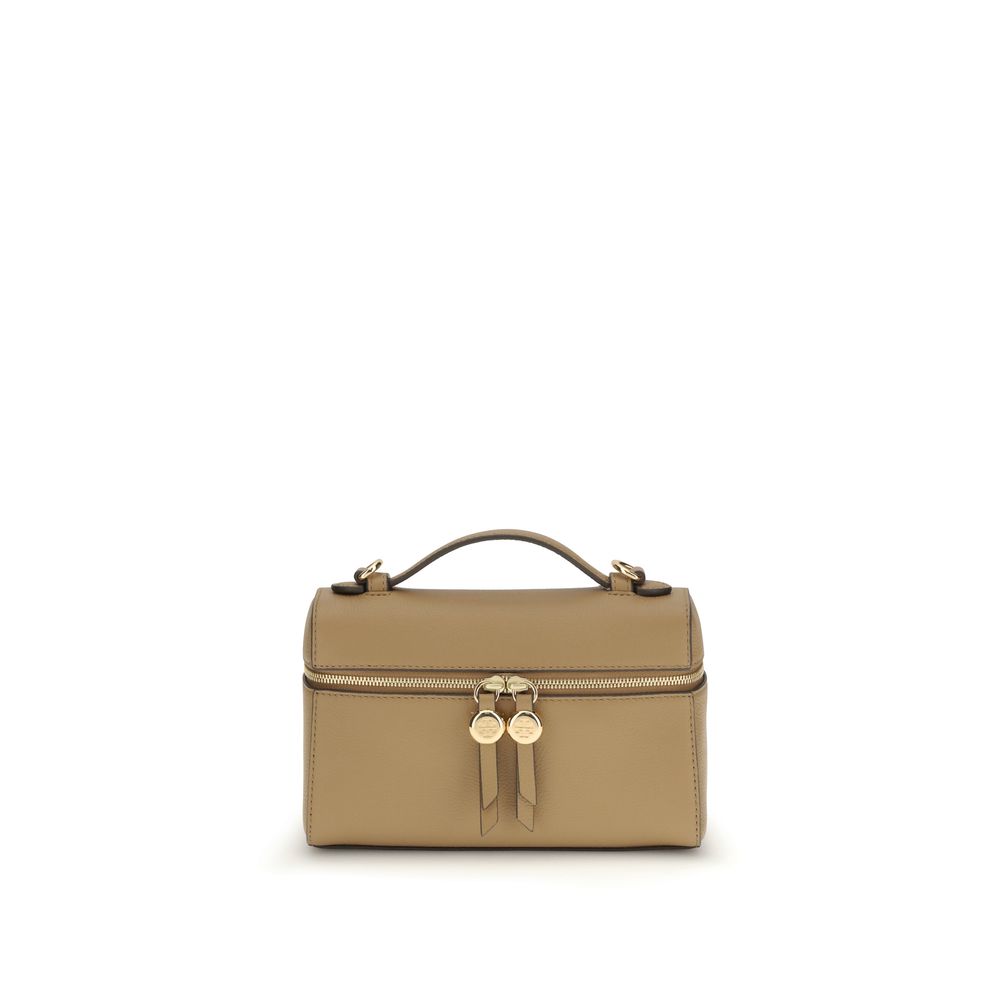 Tory Burch Beige Calf Leather Bos Taurus Handbag - Romy Slim Top Handle Bag