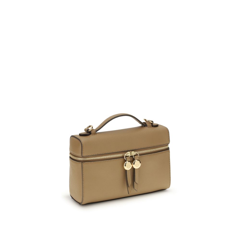 Tory Burch Beige Calf Leather Bos Taurus Handbag - Romy Slim Top Handle Bag