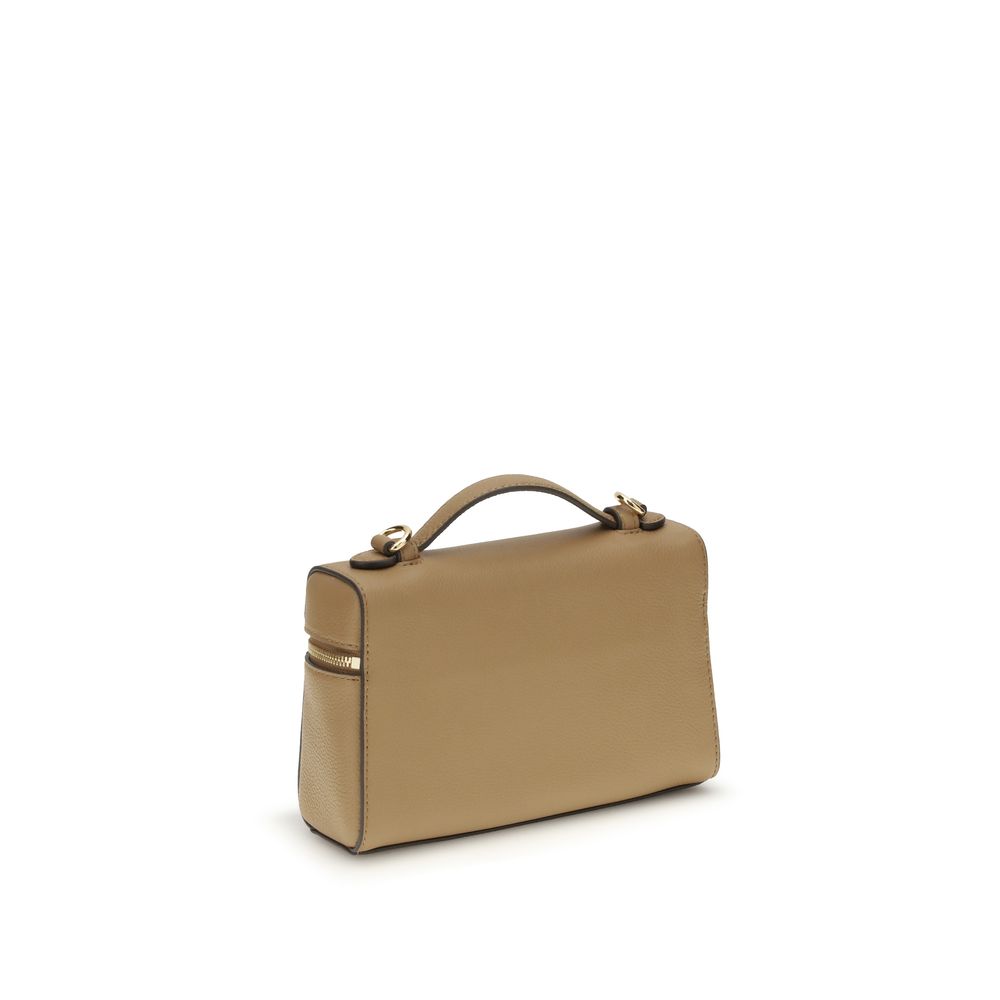 Tory Burch Beige Calf Leather Bos Taurus Handbag - Romy Slim Top Handle Bag