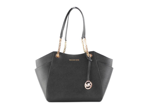 Michael Kors Jet Set Large Chain Shoulder Tote Bag - Luxurious Black Design