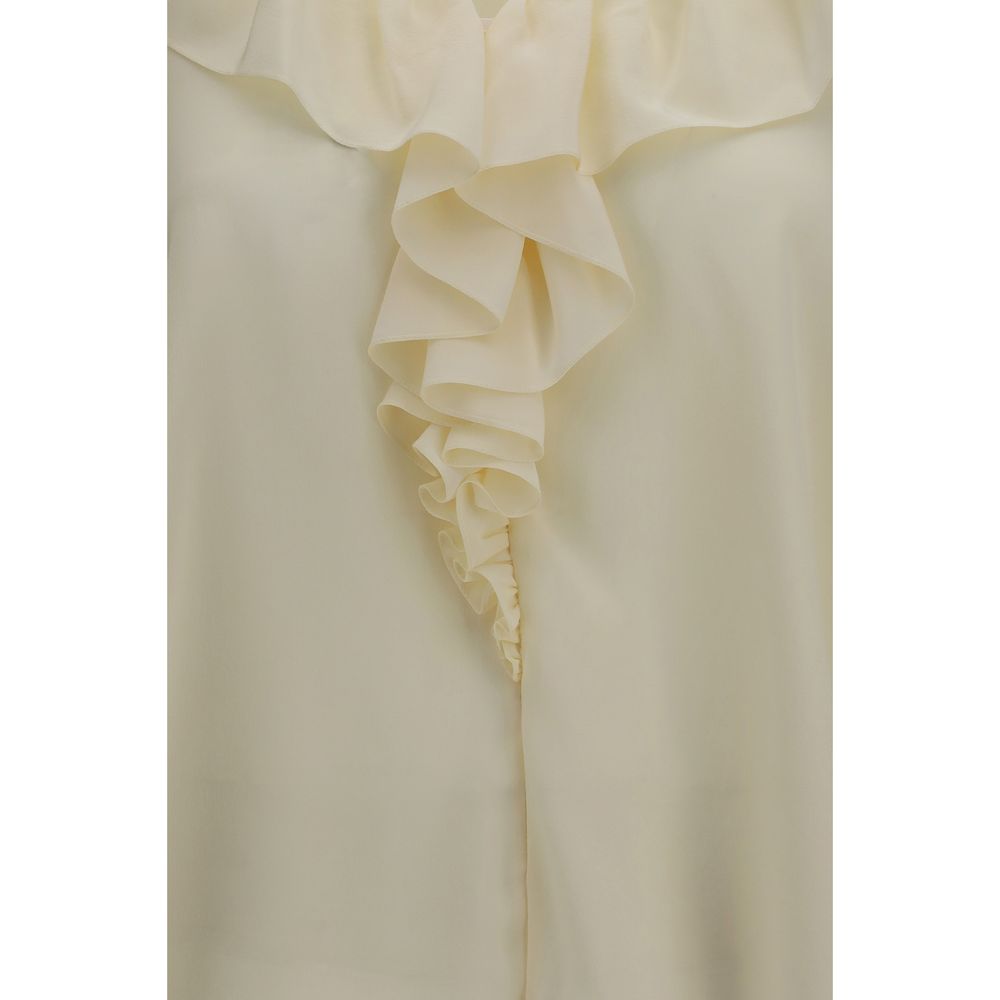 Chloé Beige Silk Ruffled Blouse