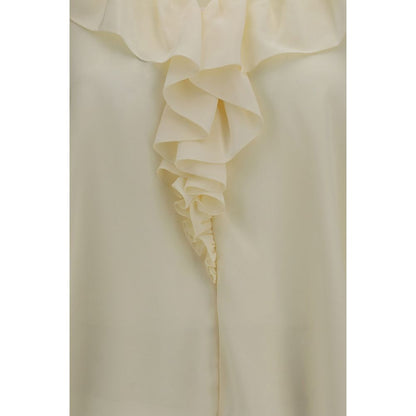 Chloé Beige Silk Ruffled Blouse