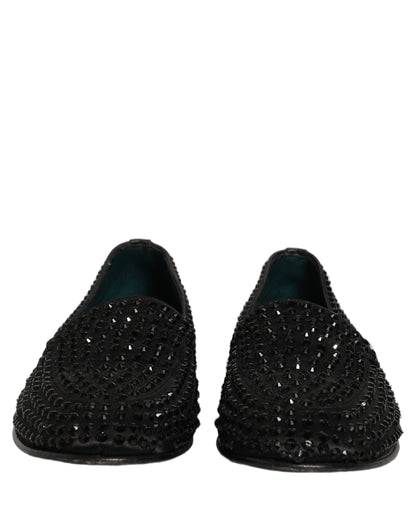Dolce & Gabbana Black Rhinestone Embellished Loafers
