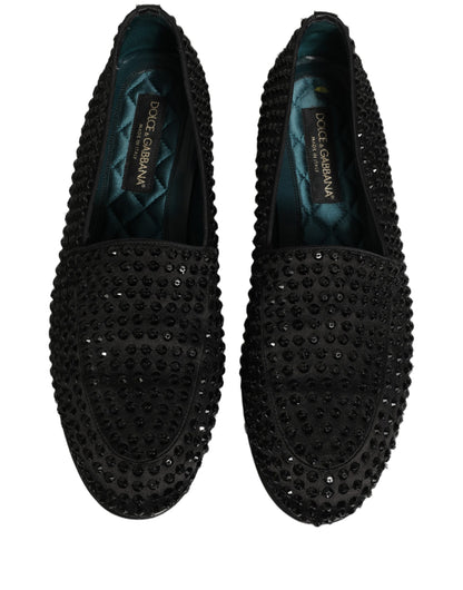 Dolce & Gabbana Black Rhinestone Embellished Loafers