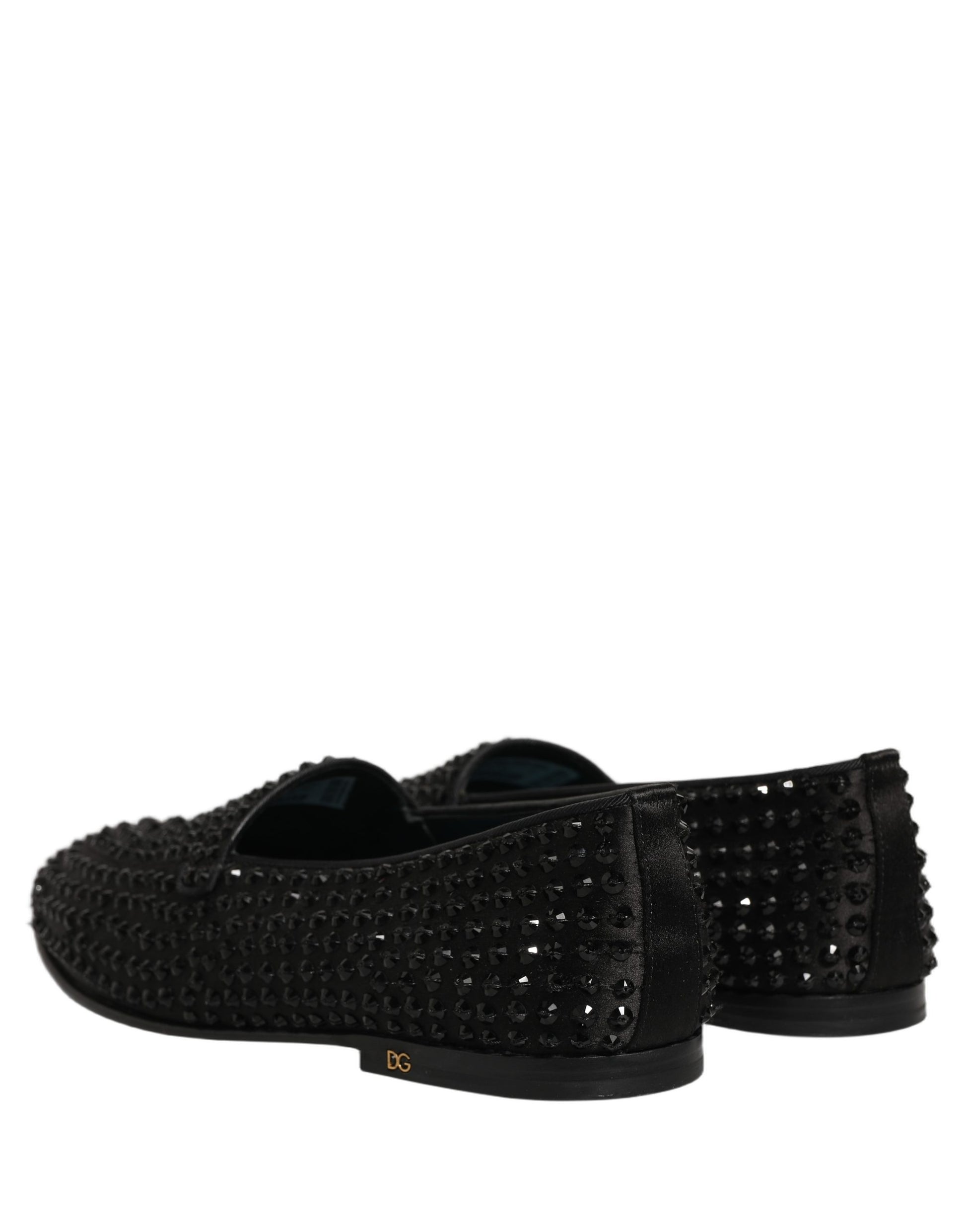Dolce & Gabbana Black Rhinestone Embellished Loafers