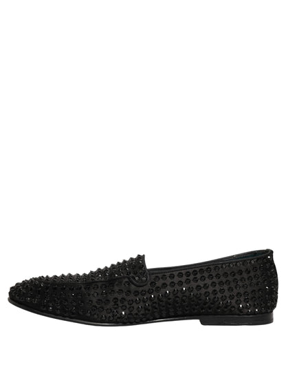 Dolce & Gabbana Black Rhinestone Embellished Loafers