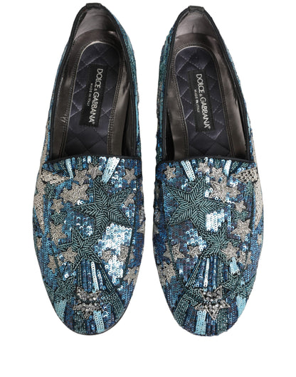 Dolce & Gabbana Multicolor Embroidered Sequin Loafers Shoes
