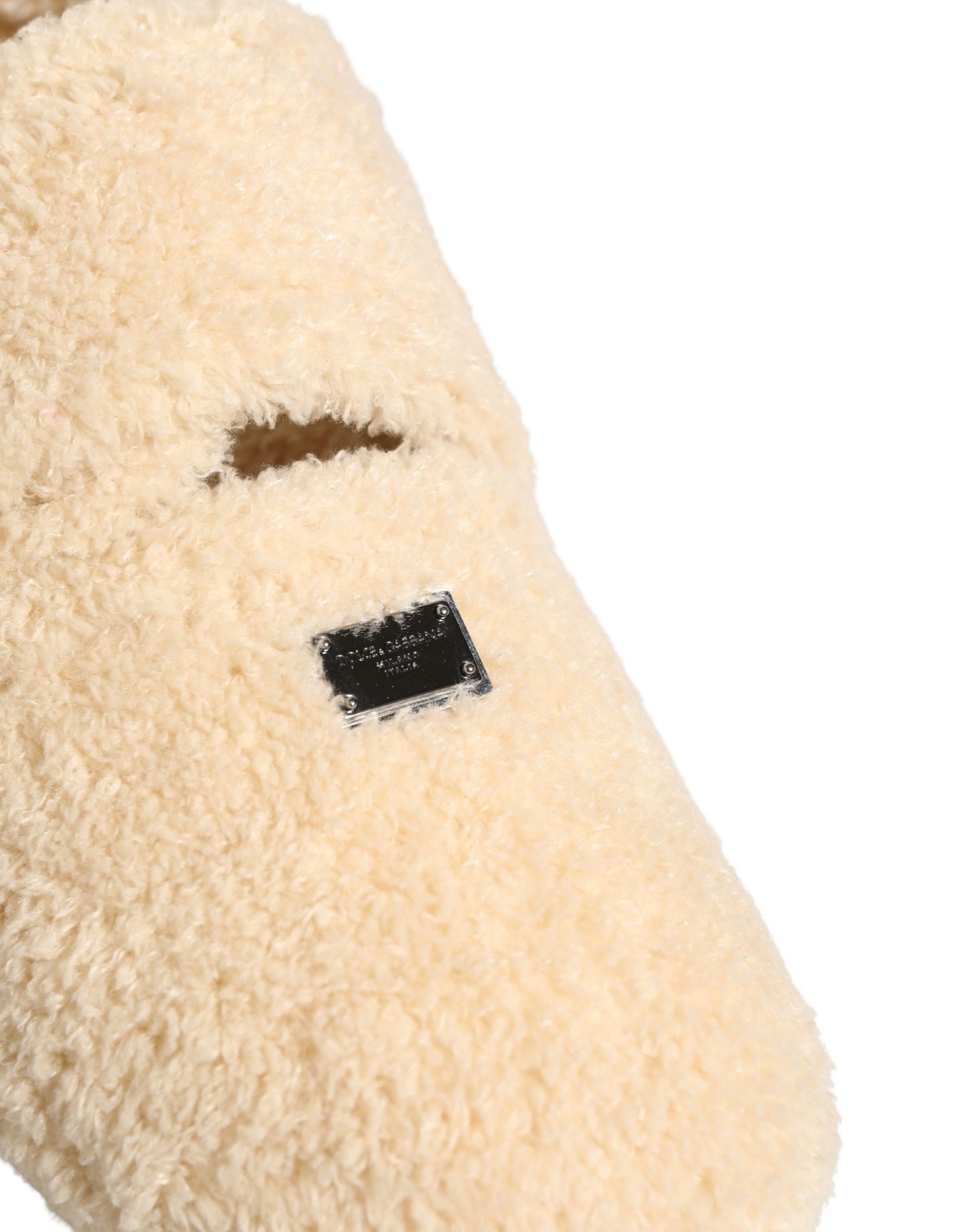 Dolce & Gabbana Beige Faux Fur Flats Sandals for Men