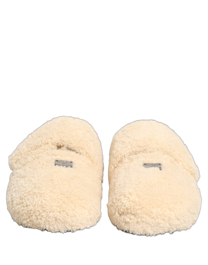 Dolce & Gabbana Beige Faux Fur Flats Sandals for Men