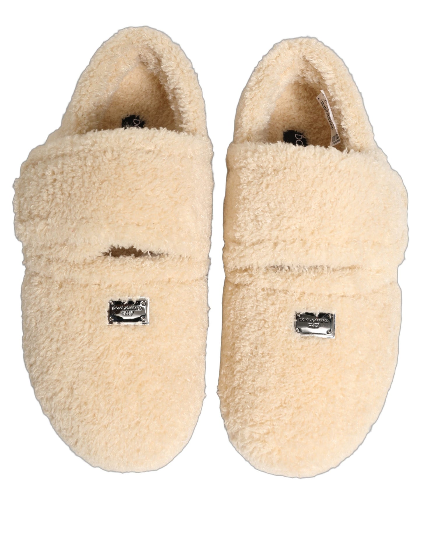 Dolce & Gabbana Beige Faux Fur Flats Sandals for Men