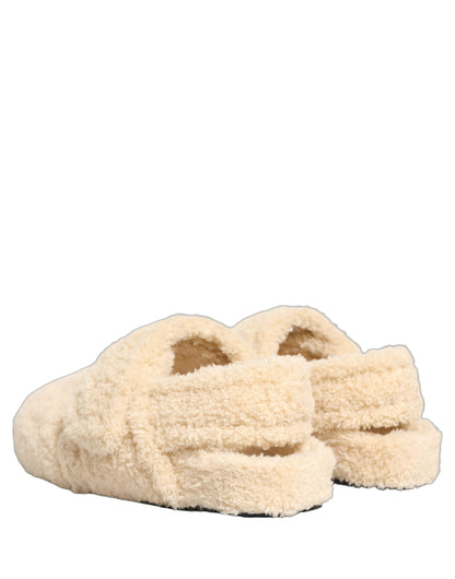 Dolce & Gabbana Beige Faux Fur Flats Sandals for Men