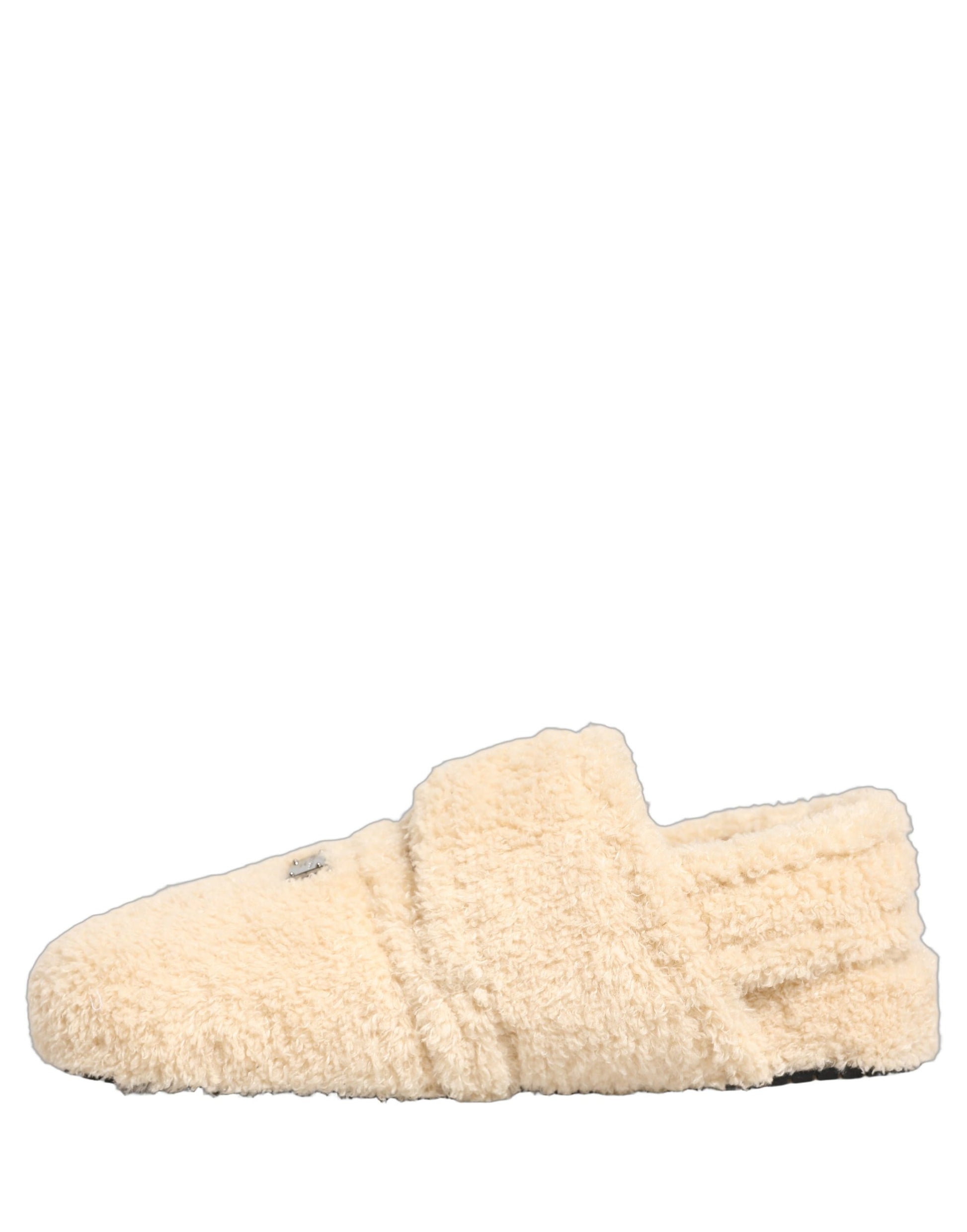 Dolce & Gabbana Beige Faux Fur Flats Sandals for Men