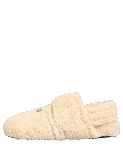 Dolce & Gabbana Beige Faux Fur Flats Sandals for Men