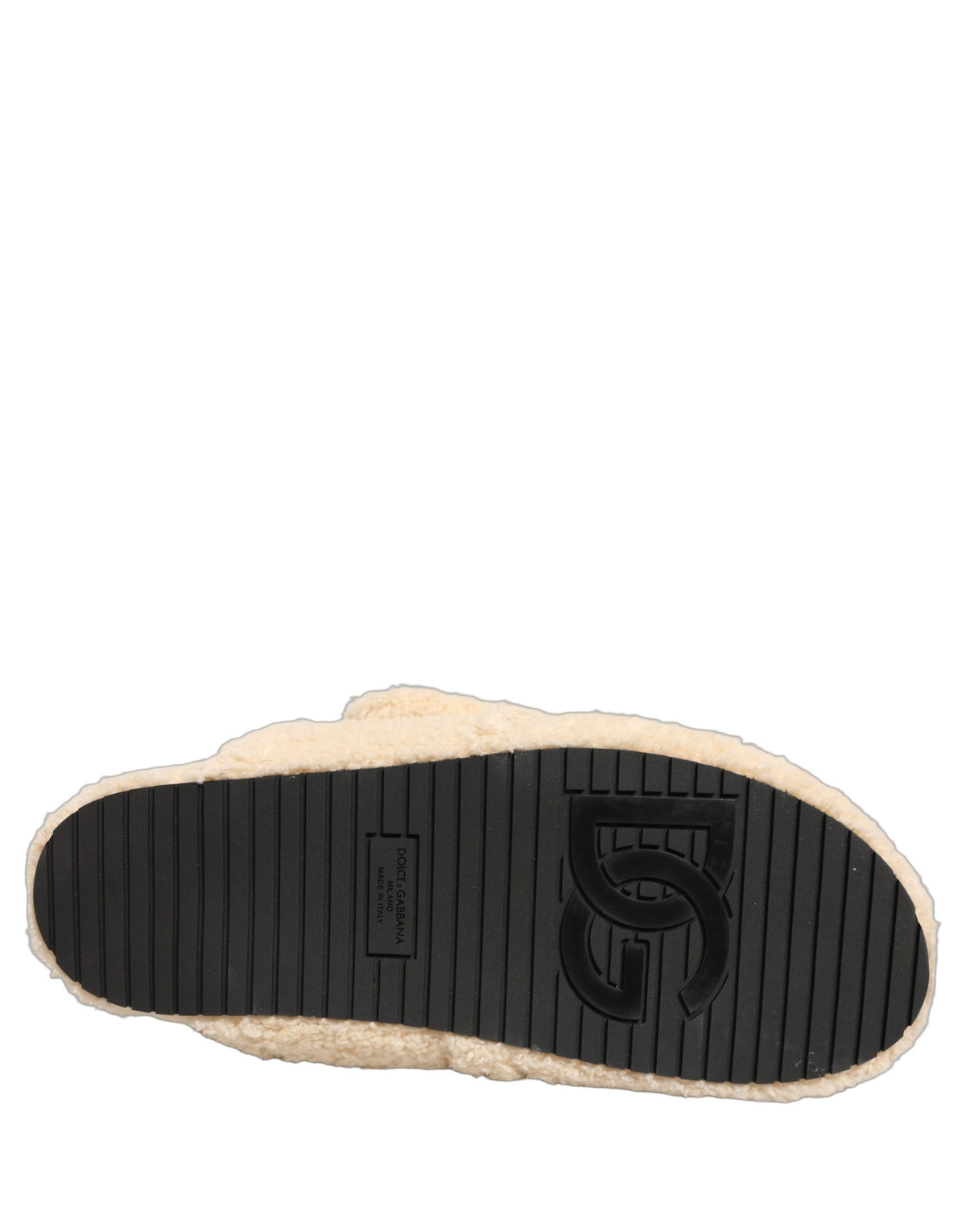 Dolce & Gabbana Beige Faux Fur Flats Sandals for Men