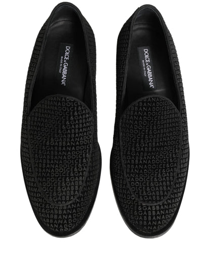 Dolce & Gabbana Black Logo Monogram Men Dress Loafers Shoes