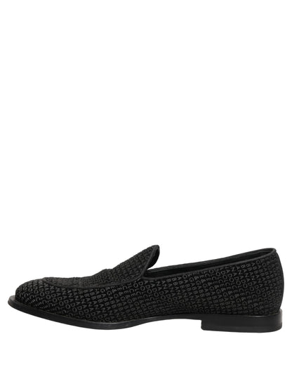 Dolce & Gabbana Black Logo Monogram Men Dress Loafers Shoes