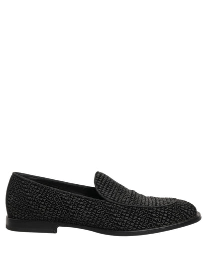Dolce & Gabbana Black Logo Monogram Men Dress Loafers Shoes