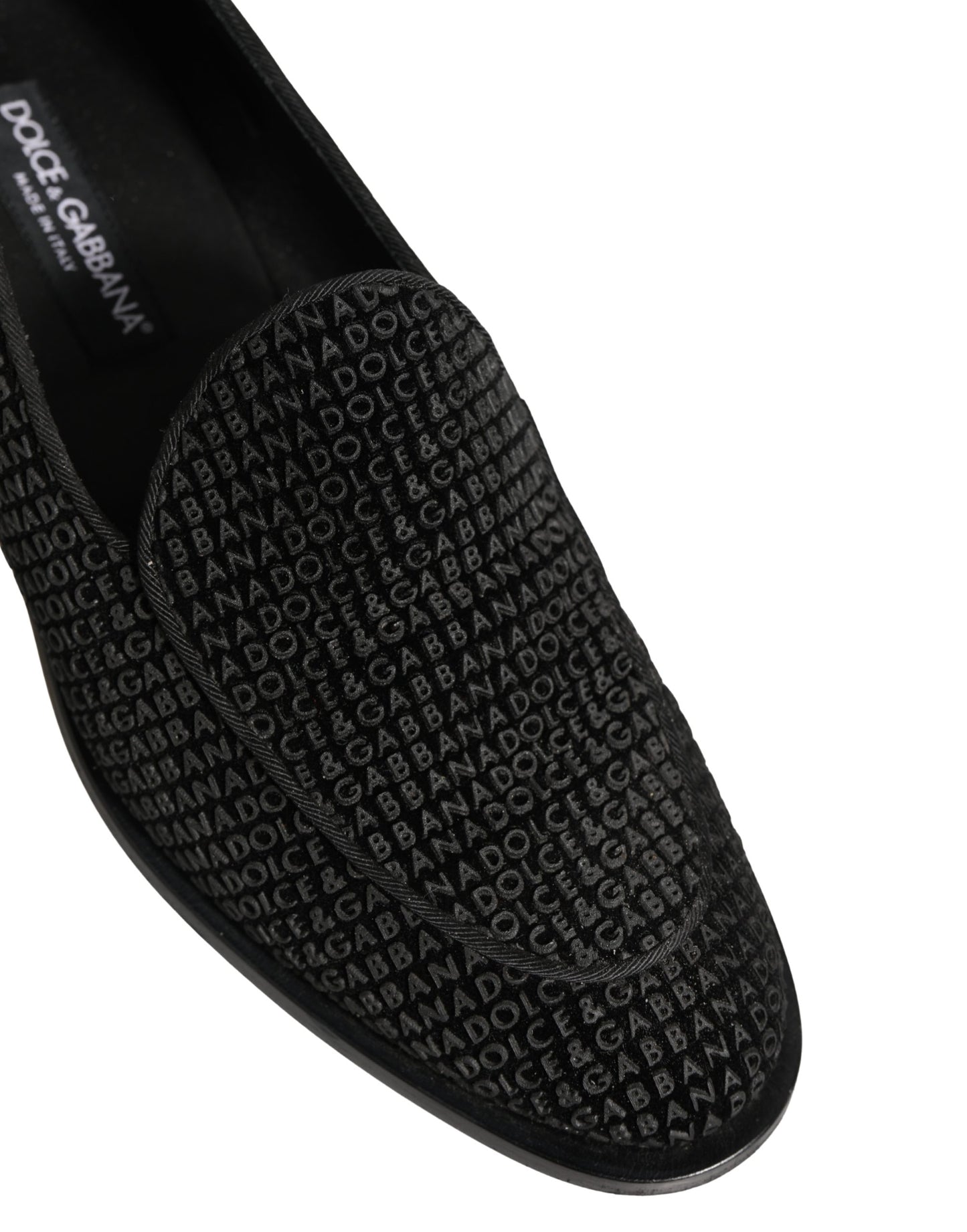 Dolce & Gabbana Black Logo Monogram Men Dress Loafers Shoes