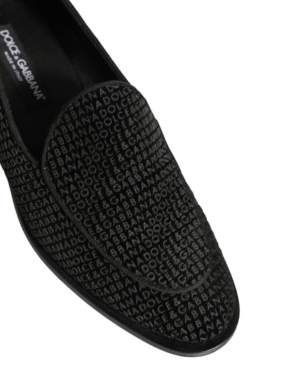 Dolce & Gabbana Black Logo Monogram Men Dress Loafers Shoes