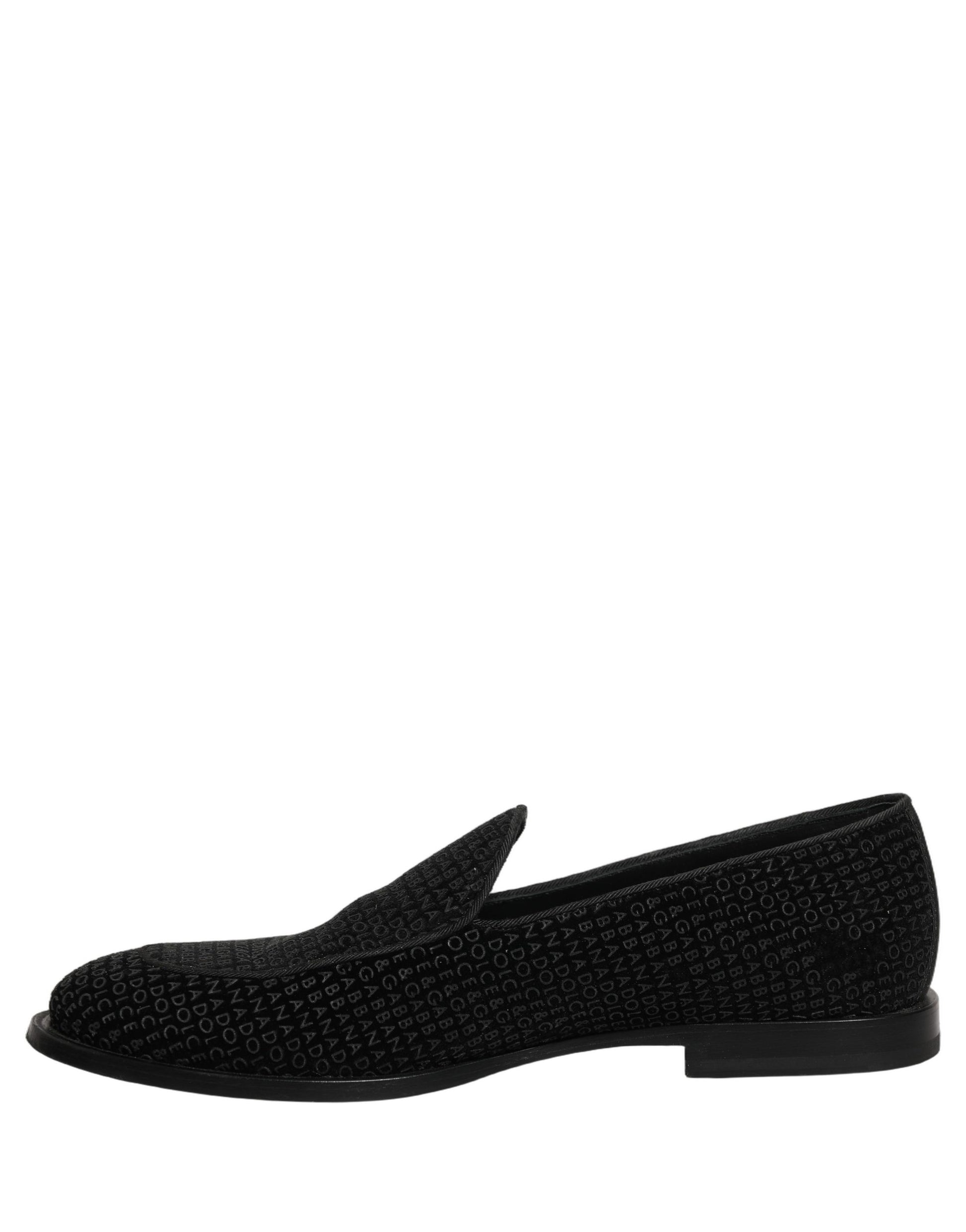 Dolce & Gabbana Black Logo Monogram Men Dress Loafers Shoes