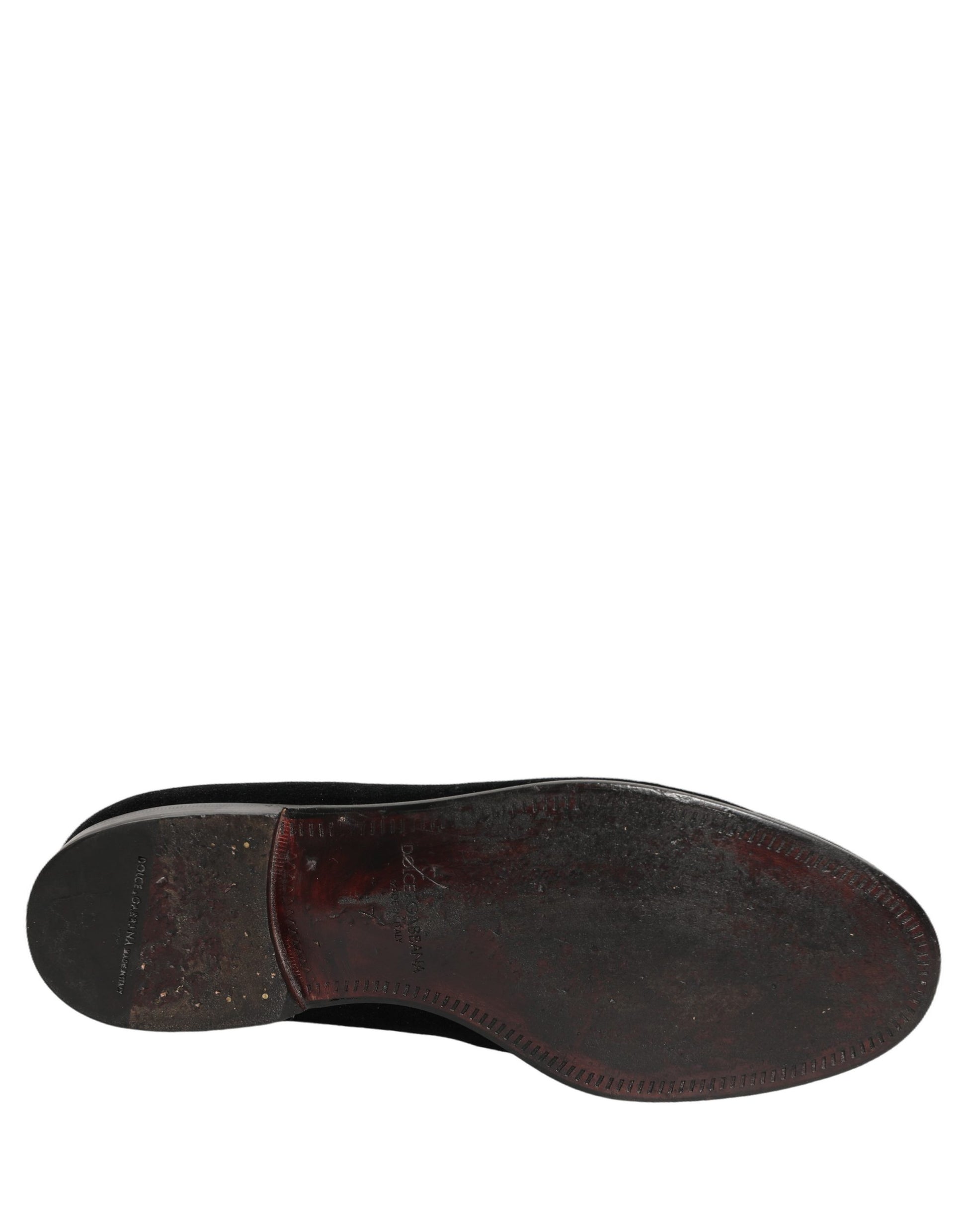 Dolce & Gabbana Black Velvet Cotton Loafers Formal Dress Shoes