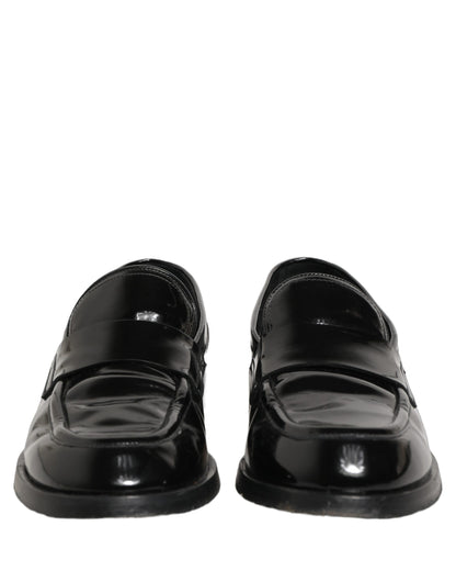 Dolce & Gabbana Black Leather Formal Men Dress Loafers Shoes
