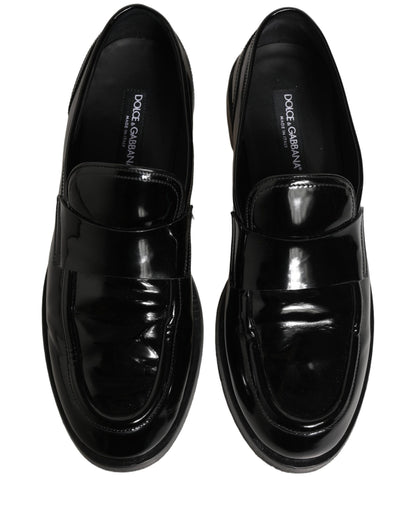 Dolce & Gabbana Black Leather Formal Men Dress Loafers Shoes