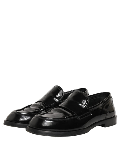 Dolce & Gabbana Black Leather Formal Men Dress Loafers Shoes