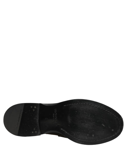 Dolce & Gabbana Black Leather Formal Men Dress Loafers Shoes