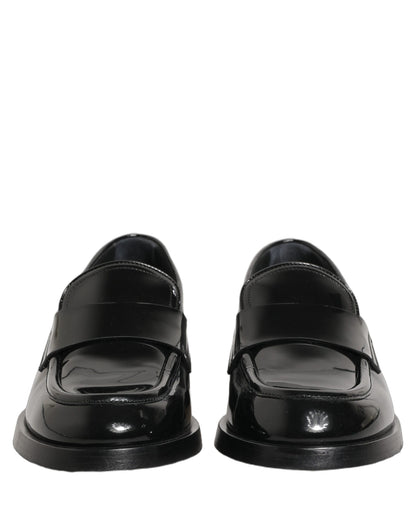 Dolce & Gabbana Black Leather Formal Men Dress Loafers Shoes