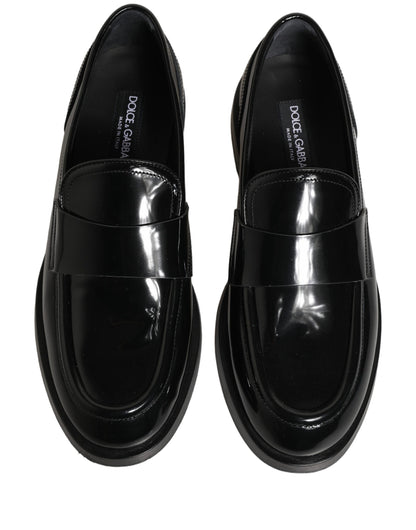 Dolce & Gabbana Black Leather Formal Men Dress Loafers Shoes