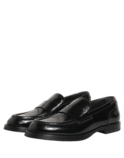 Dolce & Gabbana Black Leather Formal Men Dress Loafers Shoes