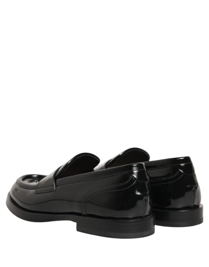 Dolce & Gabbana Black Leather Formal Men Dress Loafers Shoes