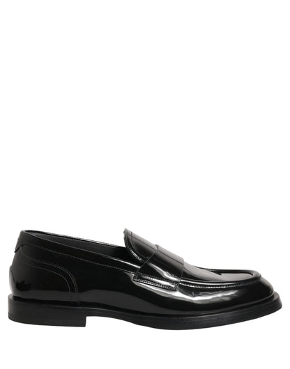 Dolce & Gabbana Black Leather Formal Men Dress Loafers Shoes