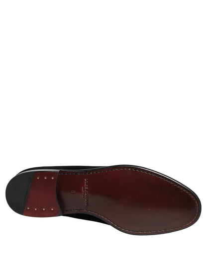 Dolce & Gabbana Black Velvet Loafers – Elegant Formal Dress Shoes for Men