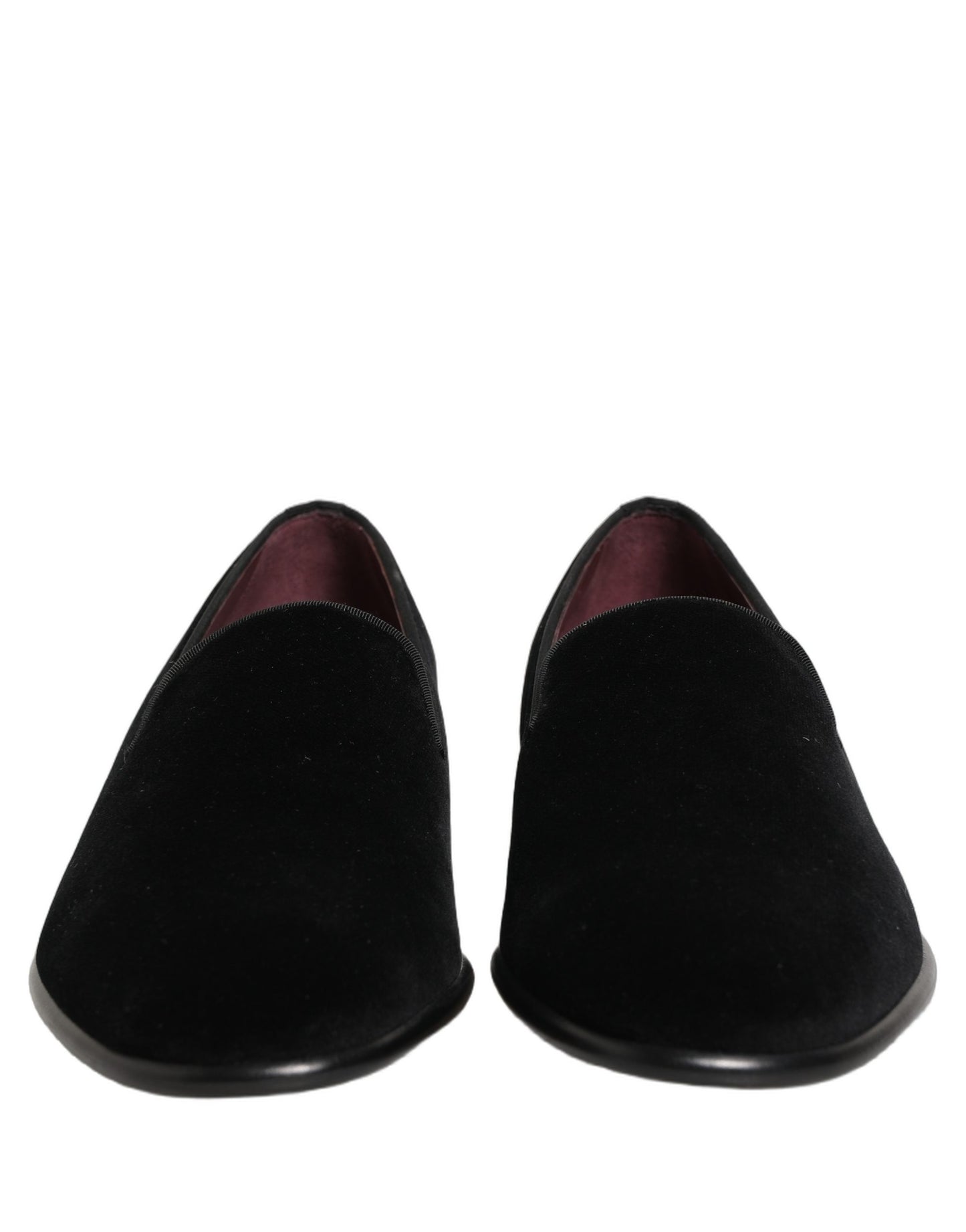 Dolce & Gabbana Black Velvet Loafers – Elegant Formal Dress Shoes for Men