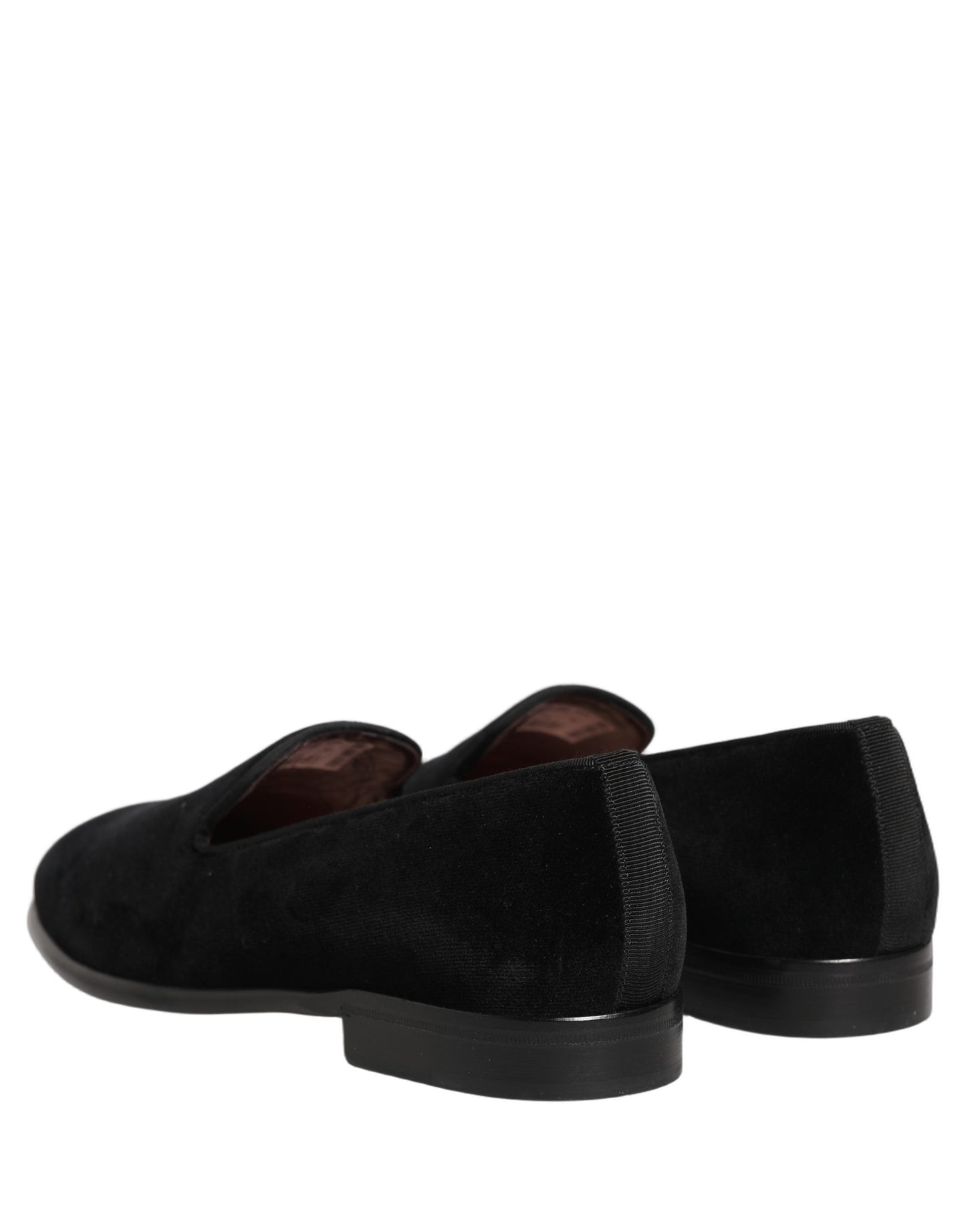 Dolce & Gabbana Black Velvet Loafers – Elegant Formal Dress Shoes for Men