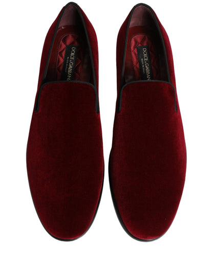 Dolce & Gabbana Maroon Velvet Slip-On Men's Dress Loafers