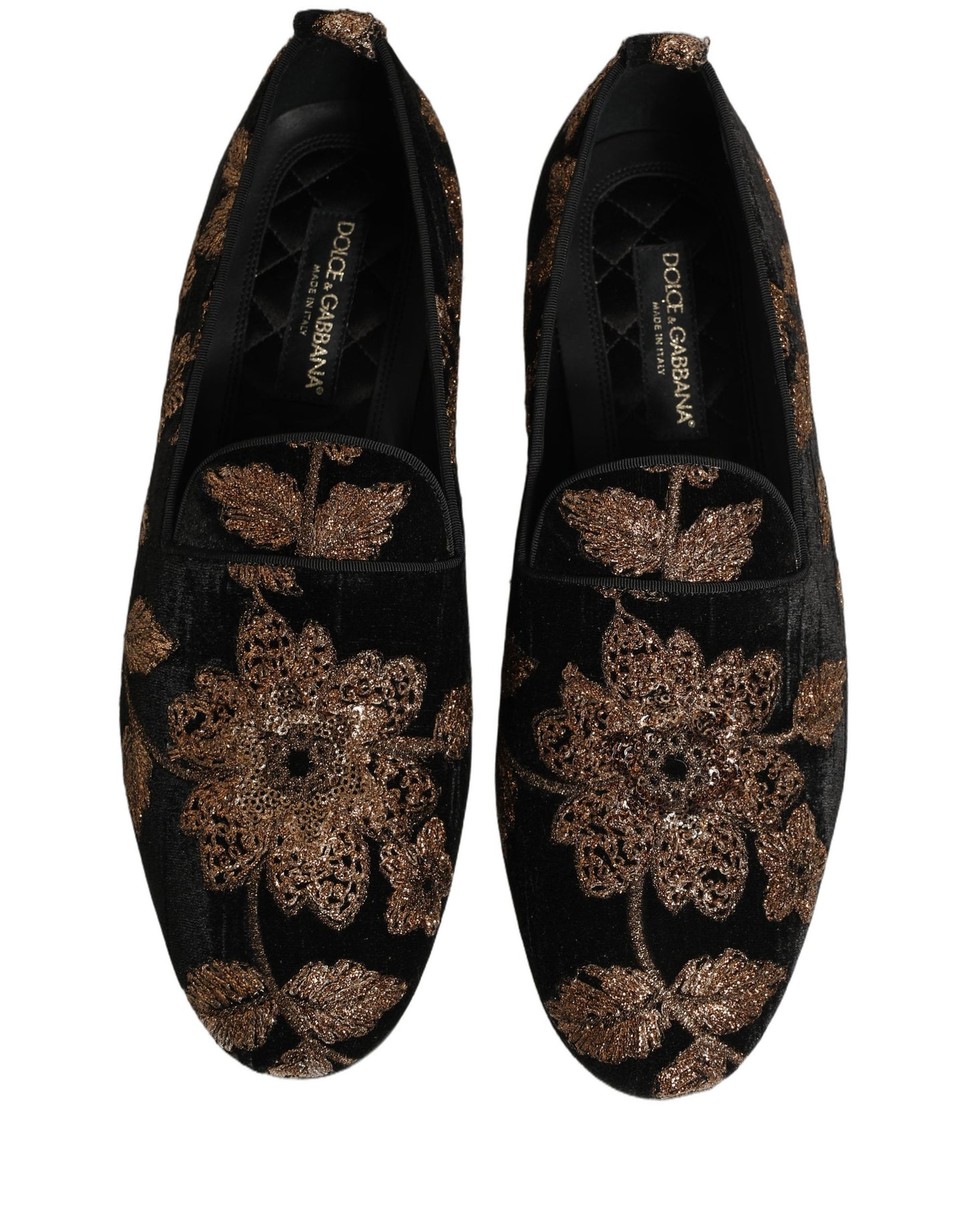Dolce & Gabbana Black Floral Jacquard Dress Loafers
