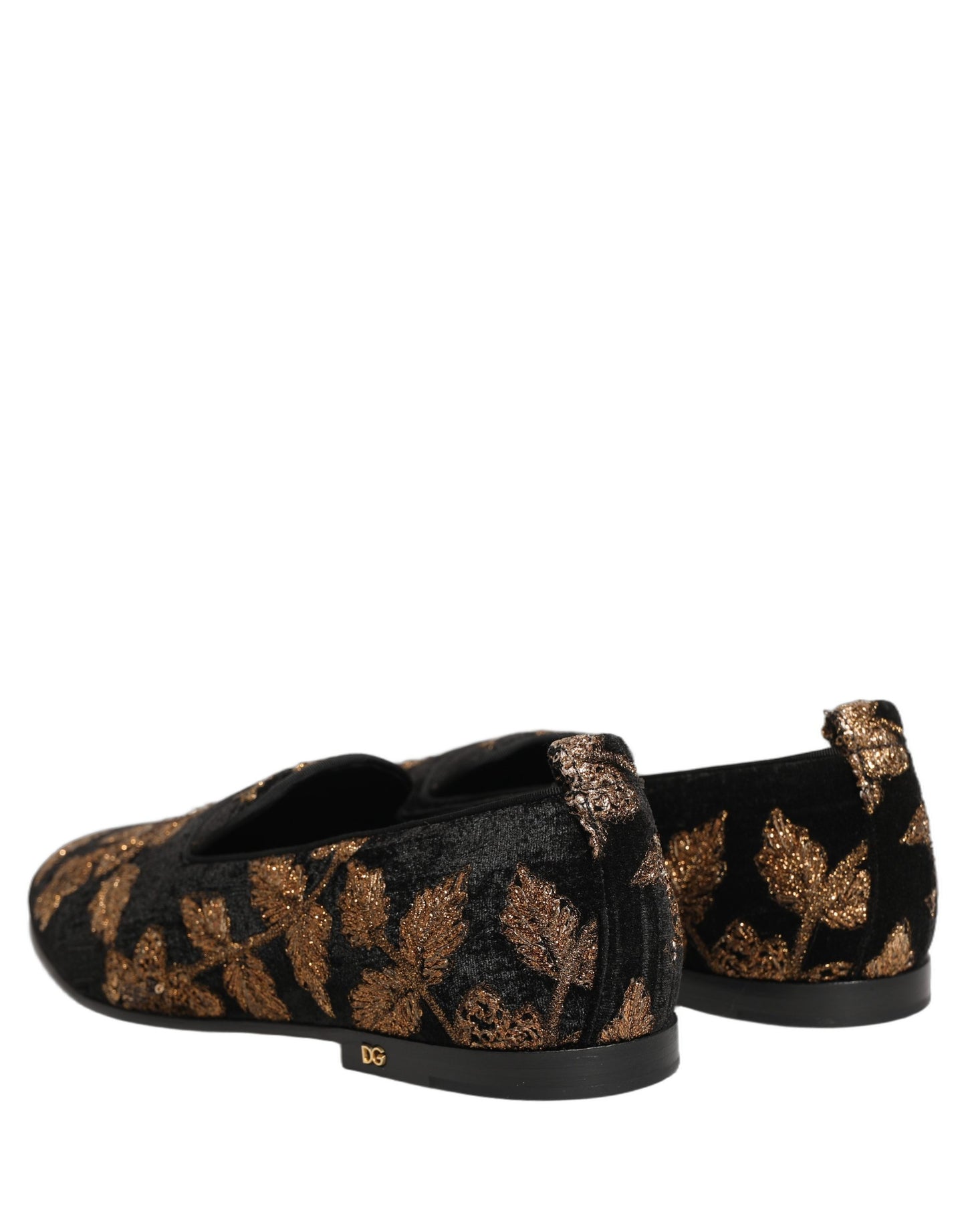 Dolce & Gabbana Black Floral Jacquard Dress Loafers