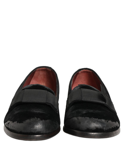 Dolce & Gabbana Black Velvet Loafers for Men