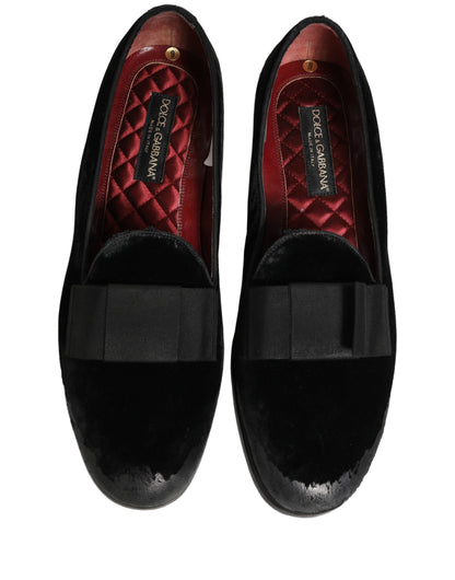 Dolce & Gabbana Black Velvet Loafers for Men