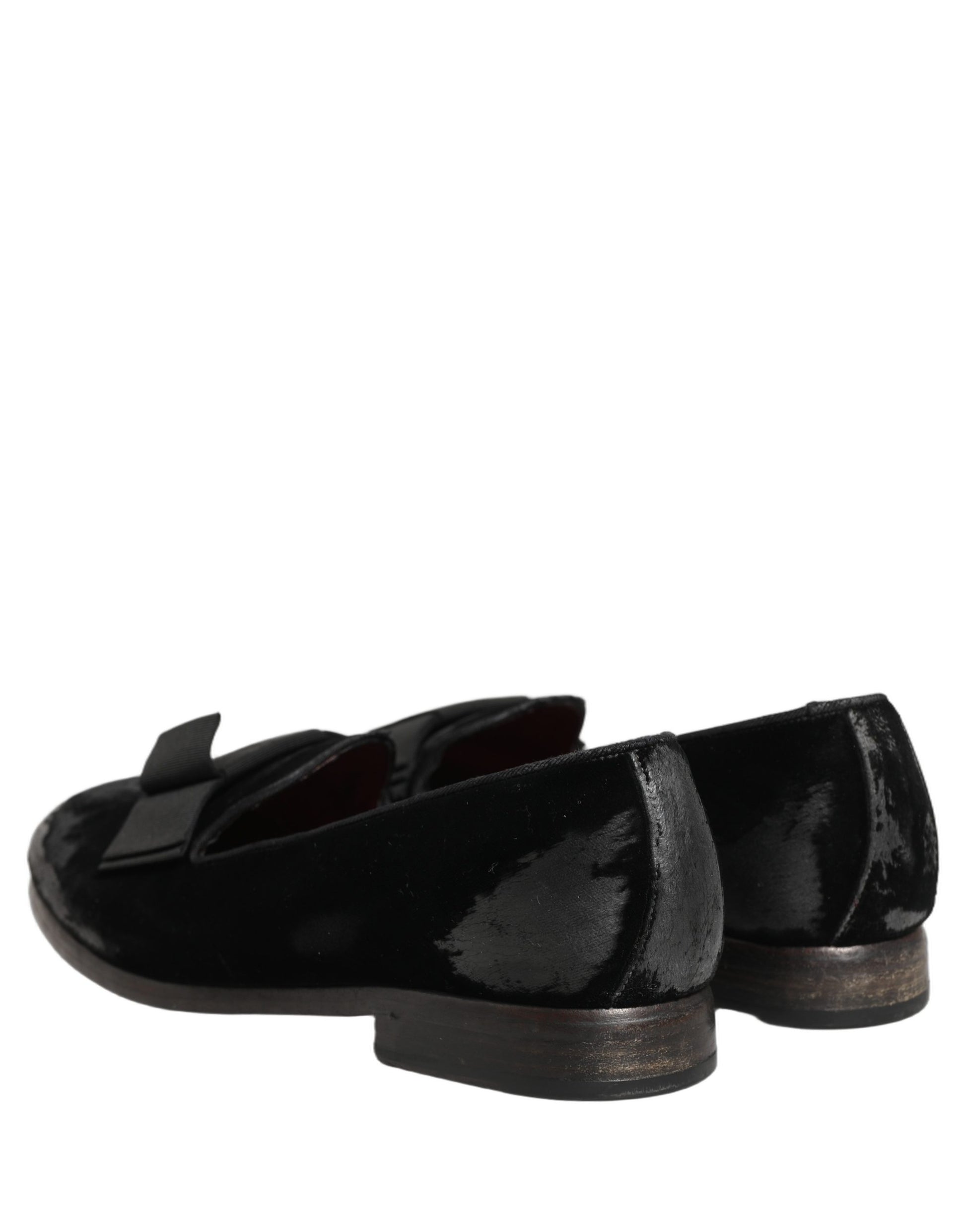 Dolce & Gabbana Black Velvet Loafers for Men