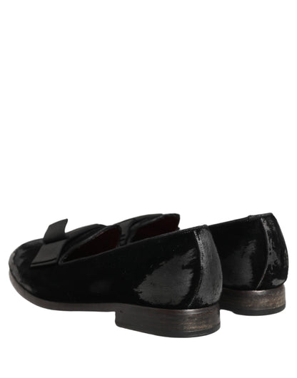 Dolce & Gabbana Black Velvet Loafers for Men