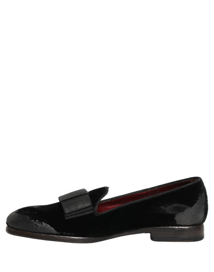 Dolce & Gabbana Black Velvet Loafers for Men