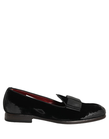 Dolce & Gabbana Black Velvet Loafers for Men