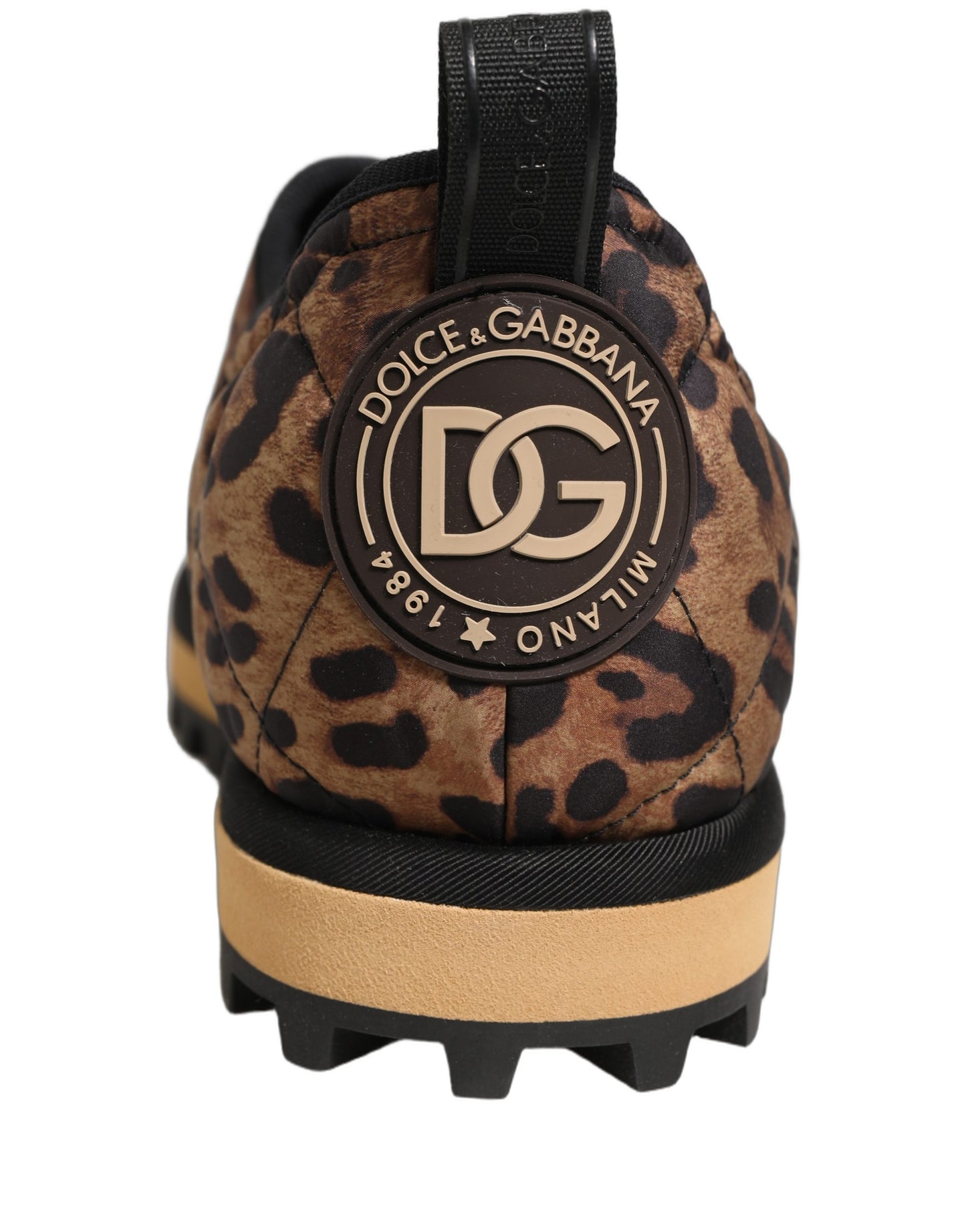 Dolce & Gabbana Brown Leopard Print Quilted Men Sneakers