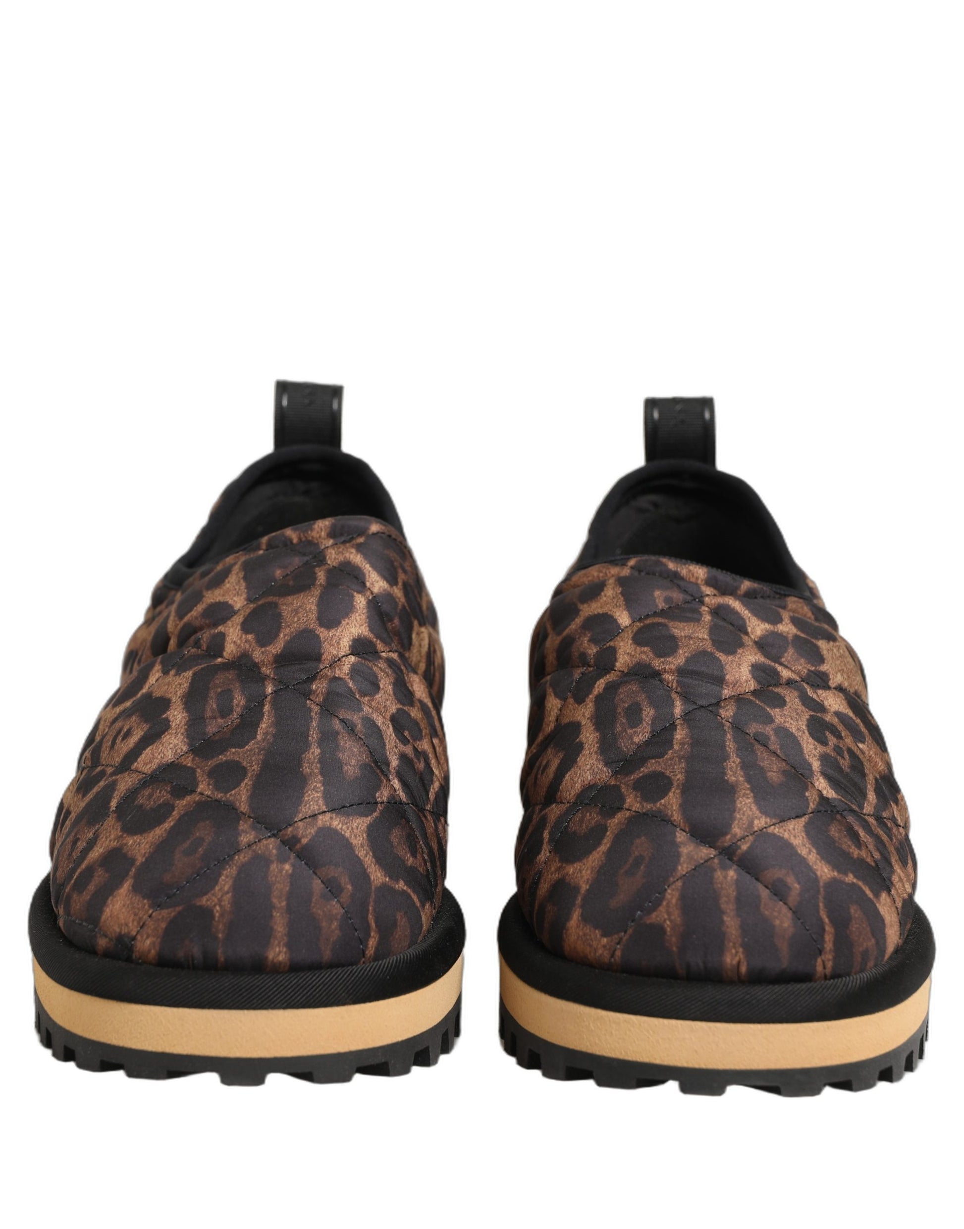 Dolce & Gabbana Brown Leopard Print Quilted Men Sneakers